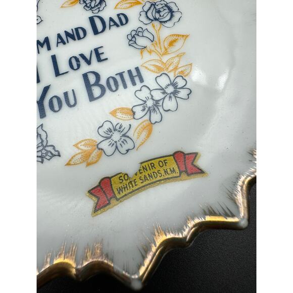Mom & Dad I Love You Both Mini China Plate White Sands New Mexico Made in Japan - Picture 2 of 5